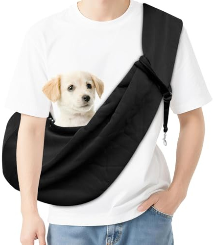 Crynvor Sac de Transport pour Chien et Chat, Porte Chien Ventral, Sacs pour Animaux de Compagnie, Portable à Bandoulière pour Chiens et Chats, pour Petit Moyen Animaux Jusqu’à 7.5kg, Noir