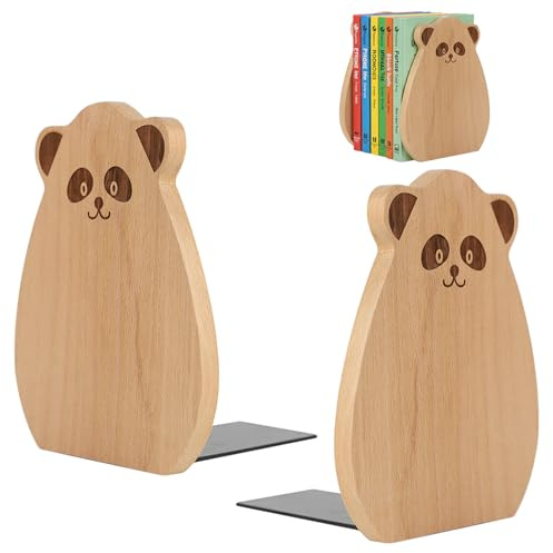 RoxNvm Serre Livre, Cale Livre, Bloc Livre Etagere en Hêtre, Support de Serre-Livres en Hêtre pour Étagères, Support de Rangement Range Livre Antidérapant, Bloque Livre pour Maison Bureau (E)