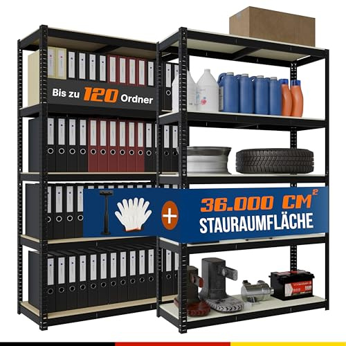 2 mGoods Kraftig hylla 180 x 120 x 60 cm 1 000 kg förvaringshylla ökad ståltjocklek metallhylla, mögelresistent källarhylla stickhylla verkstadshylla (90 cm med verktyg)