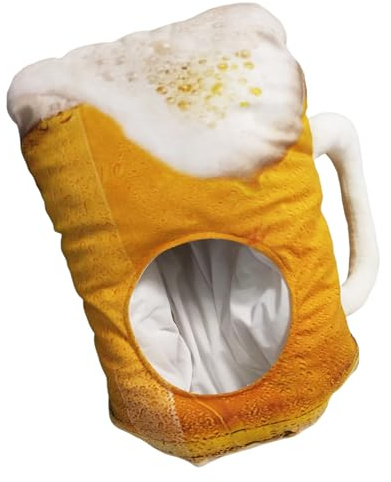 Beer Mug Costume Headwear - Comical Drink Cosplay, Headgear Creative Costume Apparel, Lightweight Novelty Headpiece | Playful Celebration Outfit Visual Humor Statement Party Accessory For Masquerade