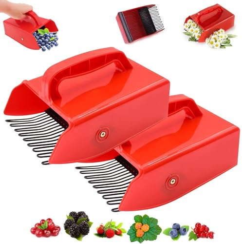 Recolector De Manzanilla con Peine De Acero Inoxidable, Herramienta Ergonómica para La Recolección De Bayas Y Hierbas, Rastrillo Eficiente para La Cosecha De Flores, Recolector De Frutos(2PCS)