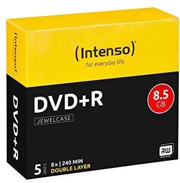 Intenso - DVD vergini DVD+R Double Layer, 8,5 GB, velocità 2,4x, con custodia, confezione da 5