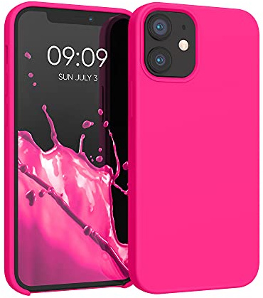 kwmobile Handyhülle für iPhone 12 mini Hülle, für iPhone 12 mini Case - Hülle Silikon - kabelloses Laden - Neon Pink