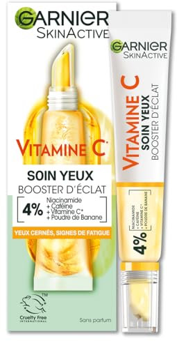 GARNIER Skin Active – Booster per la cura degli occhi – riduce le occhiaie & segni di stanchezza – niacinamide, caffeina, vitamina C, polvere di banana – Vegan & Cruelty Free – per tutti i tipi di