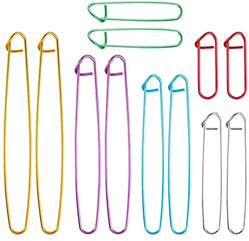 12 Stück Stricken Maschenhalter Set 6 Größen Garn Stichhalter Häkelnadeln Maschenmarkierer zum Kabelnadeln und Gobelin-Nadeln Praktische Strickwerkzeuge für Decken Schals Strickprojekte