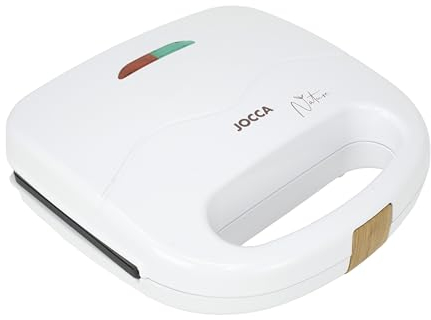 JOCCA - Sandwichera 2 Rebanadas, Tostador Línea Nature/Placas Grill Antiadherentes/Indicadores Luminosos/Sandwiches y más comidas/Acabado moderno Efecto Madera (Blanco)