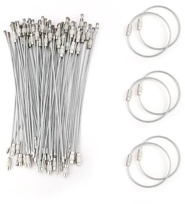 65 Piezas Llavero, PARFCO Argollas para Llaveros, Extensibles Arandela Llavero, Recubierto de Nailon, Llavero Cable Acero para Linterna, Clip, Etiqueta de Equipaje