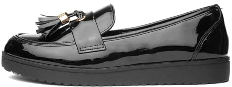 Little Diva Tia Girls Black Patent Tassel Loafer - Size 1 UK - Black