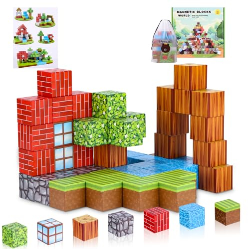 64 st Build Magnet World Set Magnetiska byggklossar, Montessori-/STEM-leksak, för födelsedag, jul, Leksaker för 3 4 5 6 7 8 år