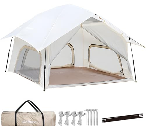 Chihee Tiendas de Acampada Pop up Fácil Montaje 2 Personas Tienda Instantánea Tienda de campaña Cabaña Familiar Cuadrada con Ventanas de Malla Toldo de Lluvia Exterior Bolsa de Transporte