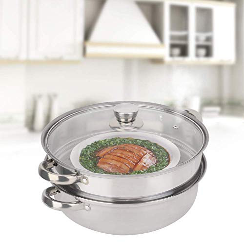 AYCDL Olla de Vapor, diseño poroso de Acero Inoxidable de 2 Capas, Olla de Vapor para cocinar al Vapor, Olla para baño María, Olla para cocinar al Vapor, 27 cm/11 Pulgadas