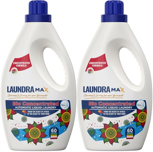 Laundramax Automatic Liquid Laundry Detergent 120 Washes (Pack of 2 x 1.5L) – Bio Concentrated Liquid Detergent for Washing Machine Stain Removal Laundry Liquid Detergent