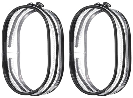 QUARKZMAN 2 pcs Bolsa de Exhibición de Figuras Transparente, Bolsa de Exhibición de Muñecas Transparente de 3.94 PVC Bolsa Portátil Pequeña para Mostrar Muñecas en Cajas(Oval Negro)