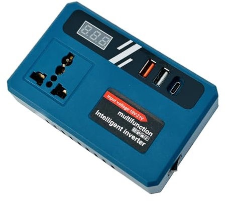 Onduleur d'alimentation extérieur, onduleur de Puissance pour la Batterie,Onduleur de Puissance DC 18V-21V à 220V AC Convertisseur | 2 Ports USB et 1 Type-C, Adaptateur de Chargeur Rapide Intelligent