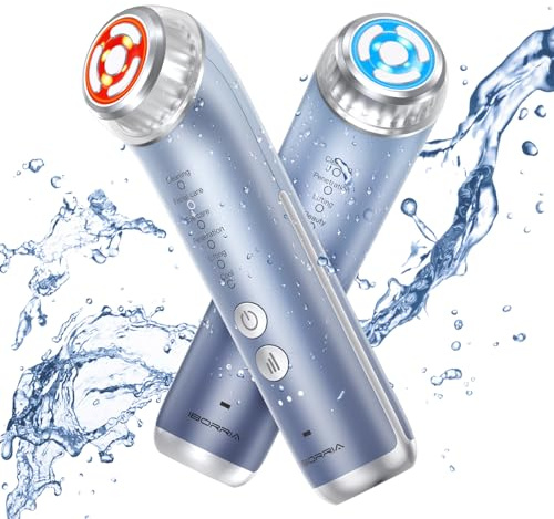 IBORRIA Radiofrequenza Viso e Corpo 2MHz, Massaggiatore Antirughe Viso Lifting con EMS 90kHz, Massaggiatore Viso Elettrico con Funzione Luce, Dispositivo Anti-Età per una Pelle Più Giovane (Blu)