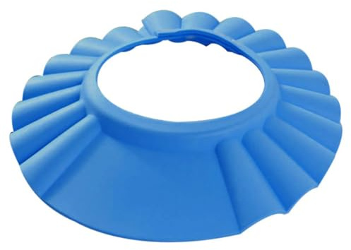 Beaupretty Adjustable Blue Baby Shower Cap with Ultra-Light Sturdy Eva Material and Plastic Snap Buttons, Waterproof Shampoo Bath Hat for Kids and Babies, for Bath Time Protection