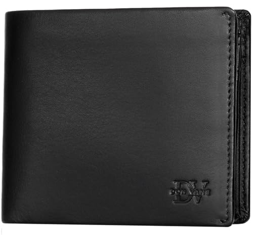 DON VANE Elite Comfort – Echt Leder Geldbörse Herren schwarz inkl. Geschenkbox – RFID Portemonnaie Portmonee mit 11 Fächern – Echtleder Geldbeutel für Männer 11 x 9,5 x 2cm