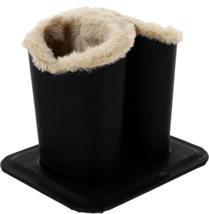 HOOTNEE Support Lunette Double en Cuir Noir Doublure en Peluche, Porte Lunettes Table de Nuit Protecteur pour Chambre et Bureau