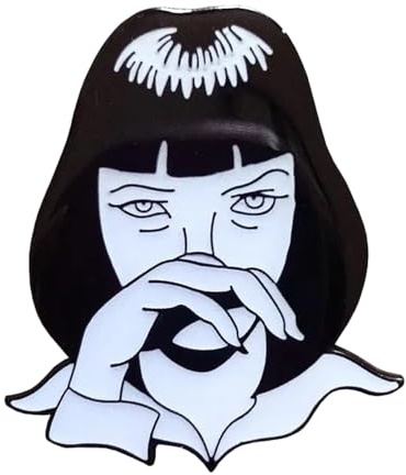 Mia Wallace emaljstift broscher svart-vit filmfigur kvinnor män modetillbehör, S, Icke-ädelmetall