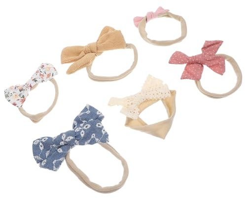 DECORNIJIA 6 Pezzi Fasce Elastiche per Neonata Fiocchi in Cotone, Cerchietti per Bambine da 2 Anni, Accessori per Chioma Morbidi e Confortevoli, per Foto e Occasioni Speciali