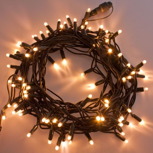 Catena 10 m, 120 maxiled bianco caldo, cavo verde, prolungabile, luci di Natale, luci per albero, decorazioni luminose