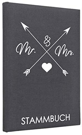 Hochzeitideal - Stammbuch der Familie Serie Arrow 21,0 cm x 15,0 cm - Buchbinderleinen Stammbuch Hochzeit - Familienbuch Standesamt mit 6-Fach Ringmechanik für Urkunden mit Behördenlochung