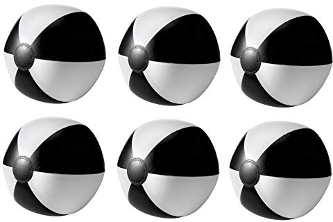 noTrash2003 Set aus 6 Aufblasbare Wasserbälle Strandbälle Beachball Urlaub Beach Strand Pool (Schwarz)