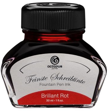 Inchiostro della penna stilografica in vetro d'inchiostro, Inchiostro da scrittura per stilografica, Inchiostro stilografica in Rosso brillante 30ml calamaio, Inchiostro per calligrafia