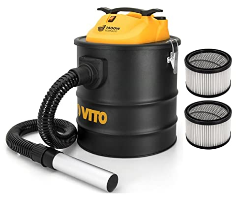 VITO - Aspirador de ceniza 1400 W Tornado 18 L + 2 filtros HEPA Estufas chimeneas hasta 50 °C Soplador automático de limpieza del filtro