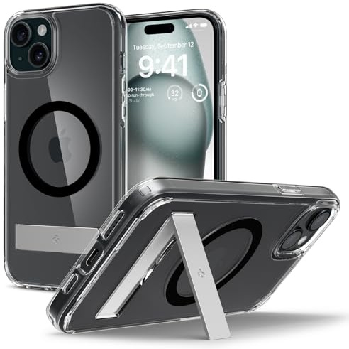 Spigen für iPhone 15 Ultra Hybrid S MagFit All-in-One Hülle mit Ständer Kompatibel mit MagSafe Handyhülle Case Schutzhülle -Schwarz