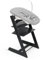 Stokke Tripp Trapp Chair (Black) with Newborn Set (Grey) - Cosy, Safe & Simple to Use - for Newborns Up to 20 lbs