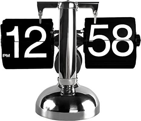 CHEOTIME Digitale Klappuhr, Automatische Klappzahlenuhr Flip Uhr Mechanische Klappuhr Vintage-Uhr Klappzahlen Minimalistisch Hat EIN Quarzwerk Für Wohnzimmer, Arbeitszimmer(Schwarz)