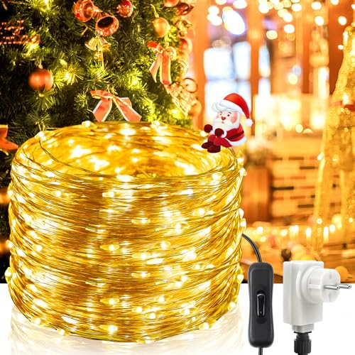 Hoteril Catena Luminosa, 20M 200LEDs Luci Stringa LED con 8 Modalità, Luminosità regolabile Catena di Luci Impermeabile per Esterni, Adatto a Giardino, Feste, Natale Ghirlanda Luminosa