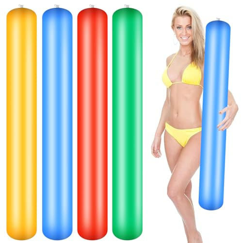 AILUYA 4 fideos de natación para piscina, 105 cm, flotador de fideos inflable para piscina, fideos flotantes, fideos de flotación, duradero, hueco para piscina para niños y adultos para bañarse,