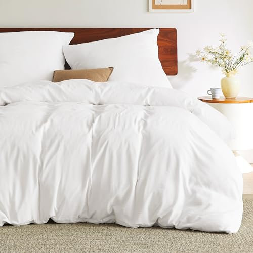 BEDSURE Bettwäsche 155x220 3teilig Weiß - Weiche Vorgewaschene ÖKO-TEX Polyester Mikrofaser Bettwäsche-Set, 1 Bettbezug 155x220 cm mit Reißverschluss und 2 Kissenbezüge 80x80 cm