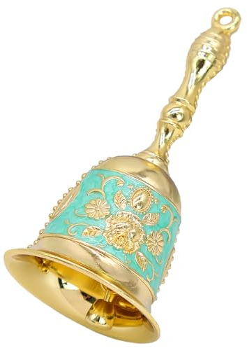 Kleine Handglocke, Hand Glocken Hand Tischglocke Metall Handglocke Service Glocke Handglocke Weihnachten für Restaurant, Hotel, Geschäfte, Training von Haustieren（Cyan）