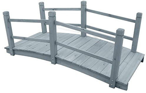 Homgoday Mobilier de pont de jardin gris 140 x 60 x 56 cm en bois massif, décoration de meubles, meubles d'intérieur/extérieur pour salon bureau