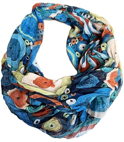 J26 Blommor mandala gradient silke sommar loop förlopp regnbåge silke enfärgad rund halsduk tubhalsduk halsduk lätt, Cirkel A blå, 165 x 50cm
