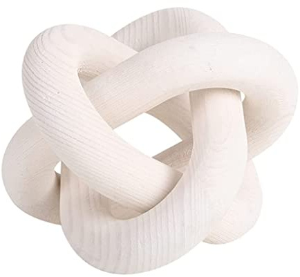 Catena in legno bianco 3 maglie nodo in legno decorazione 15,2 cm intagliato catena decorativa nodo per tavolino da caffè decorazione accessori per la casa