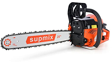 SUPMIXTOOLS 62cc Gas Chainsaw 20 Inch Gas Powered Chainsaws 2-Cycle Petrol Handheld Gasoline Chain Saw Power Saws for Cutting Wood Tree Trimming