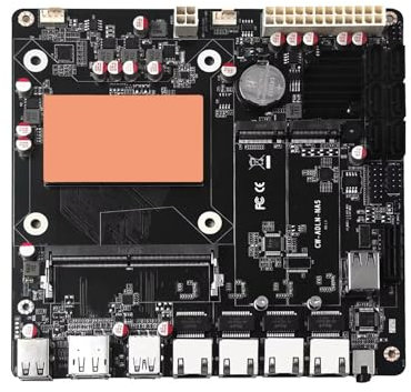 Glovary 6 Bay N305 CPU NAS Mainboard, 4 x i226V 2.5GbE LAN Mini ITX Motherboard, DDR5 16GB RAM 512GB NVMe SSD, 6 xSATA3.0 NAS Server, HD, DP, USB-C, 17 x 17 cm PC Board