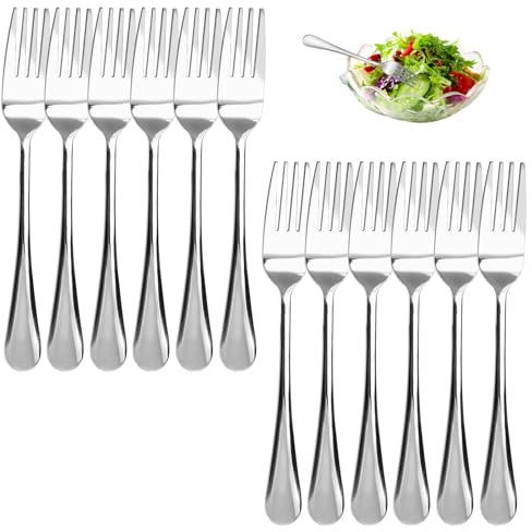 12 Pezzi Forchette,20,4 x 2,6cm Forchette Acciaio Inox Finitura Lucida,Forchettine Da Dolce design lineare ideale per l'uso quotidiano,Forchette Da Tavola per Casa, Ristorante, Pranzo Quotidiano