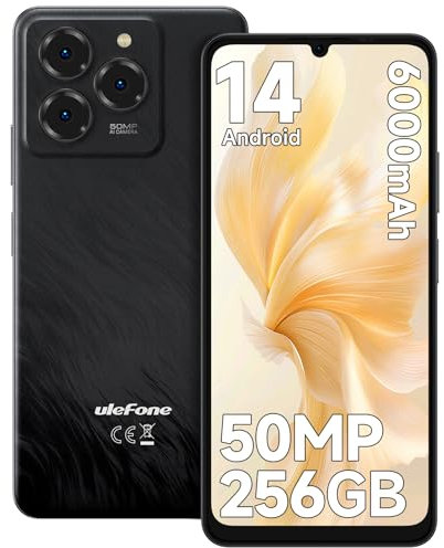 Ulefone Note 20 Pro Smartphone Android 14 Octa-Core Movil Libres 8GB+256GB, 6.75 HD+/90Hz, Batería 6000mAh/18W, Teléfono Móvil Libres 4G Dual SIM/50MP Cámara, Huella/Face ID/OTG/2 Años Garantía-Negro