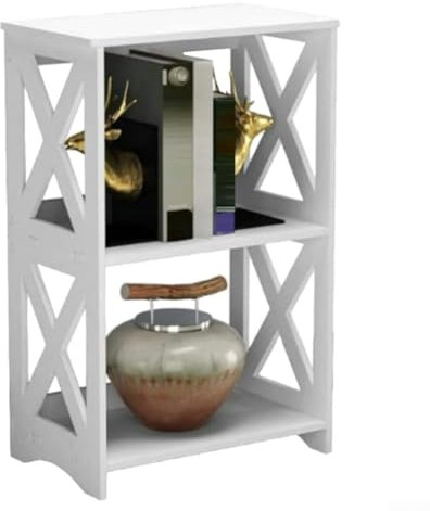 Besttoolifes Mesa auxiliar blanca de 3 niveles, mesa auxiliar pequeña con estante de almacenamiento, mesita de noche para dormitorio, sala de estar, espacios estrechos, tablero de PVC impermeable