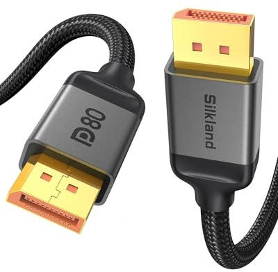 Silkland 80Gbps DisplayPort Cable 2.1 16.5FT/5M, [16K@60Hz, 8K@240Hz, 4K@540Hz 360Hz 240Hz] DP 2.1 Cable 16K, DP80 HDR DSC Display Port Cord Compatible FreeSync G-Sync Gaming Monitor 5090 7900XTX