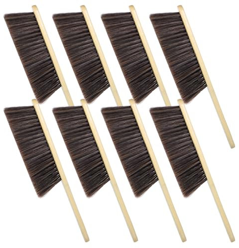 Yuanchu 8 spazzole per scopa a mano, in legno naturale, setole morbide, manico lungo, scopa ad aria per la pulizia di auto, letto, divano, camino, vestiti, panche, mobili