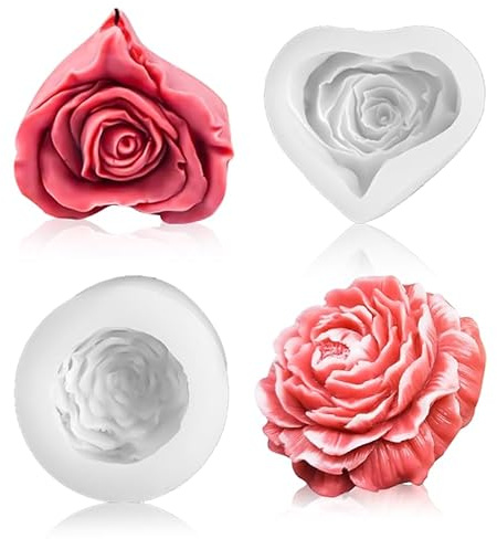 2 Pièces Moule Silicone Bougie Fleurs Moules pour Bougies Peut Etre Utilisé pour Fabriquer des Bougies de L'aromathérapie du Savon des Bonbons des Desserts et des Décorations D'intérieur