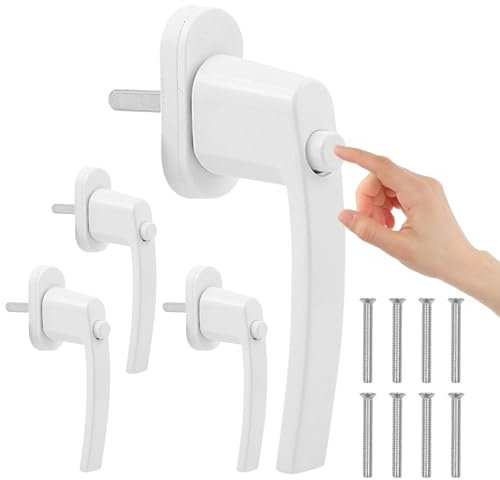 Lot de 4 poignées de fenêtre verrouillables avec bouton - Poignées de fenêtre en aluminium - Sécurité enfant - Serrure de fenêtre - Poignée de porte de terrasse - Poignée de fenêtre de sécurité