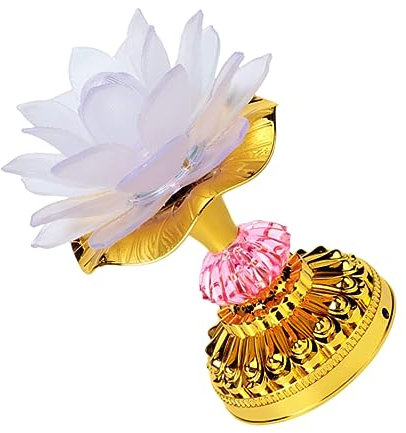 HOMSFOU 1Stk Bunte Lotuslampe tempel temple die bescherung decoration tischdeko esstisch Tischlampe in Hausform Ornamente Statue buddhistisches Licht Buddha-Hallenlampe Plastik Weiß