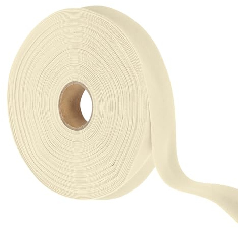 YELARXI Double Fold Bias Tape for Sewing, Quilt Binding Cotton Bias Tape Double Fold 1 Inch 24.93 Yards Fit for Hemming Seaming DIY Crafts Piping, Beige